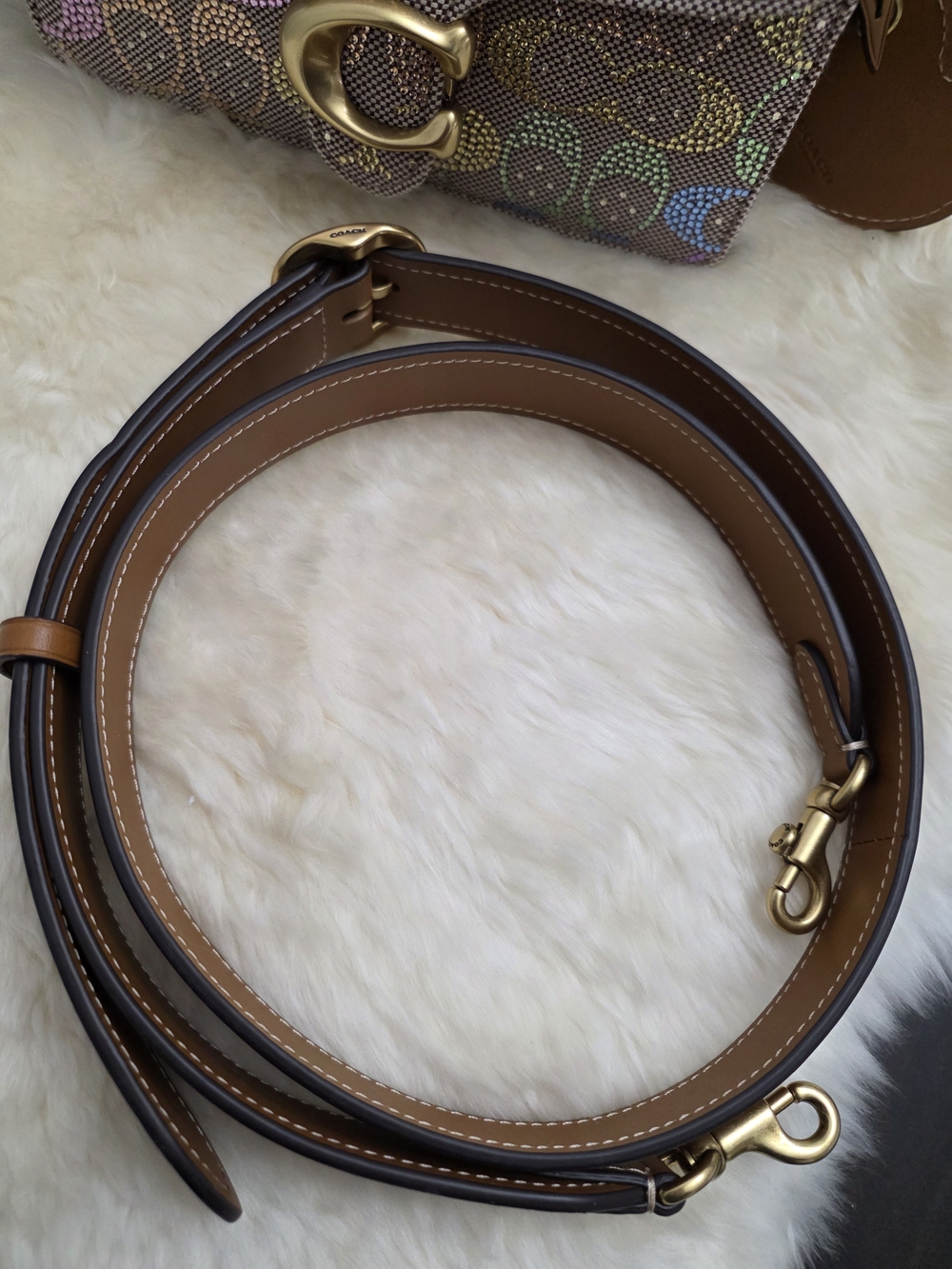 COACH Tabby Rainbow Crystal Signature Jacquard Shoulder Bag 20 - Picture 6 of 7